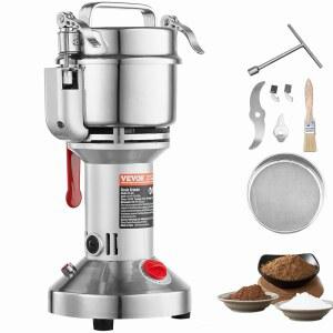 VEVOR 300g 전기 곡물 밀 그라인더, 고속 1500W 상업용 향신료 스테인리스 분쇄기 분말 기계, 건곡용 시리얼 커피 콘 페퍼, 스트레이트 타입