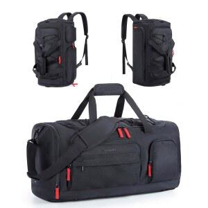 여성 및 남성용 가방, 신발 수납 공간이 있는 스포츠 여행용 더플 백팩, 비행기용 방수 휴대용 35L / 블랙