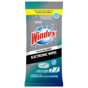 Windex 전자 청소 물티슈, TV, 휴대폰 및 기타 제품용 미리 적신 스크린 신선도 잠금 장치로 재봉 가능, 25 카운트
