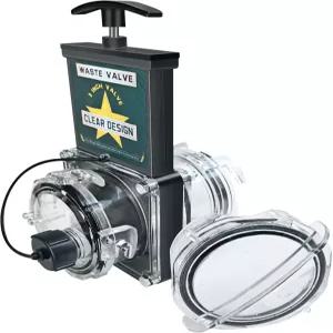 RV 캠핑카 트레일러를 위한 두 개의 캡이 투명 밸브 하수구 폐기물 게이트 3인치 있는