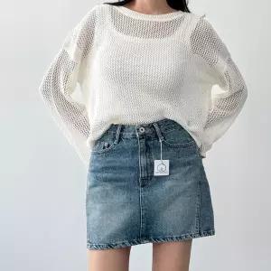 [신상오픈런]여성 절개 디자인 워싱 A라인 여름 청 미니 스커트 (37001179)