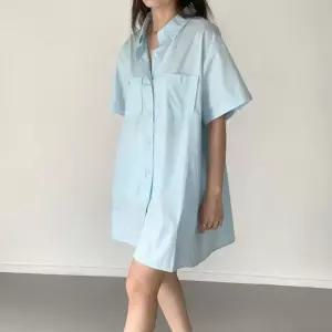 [신상오픈런]여자 빅사이즈 여름남방 투포켓 아방핏 면 미니원피스 (36388556)