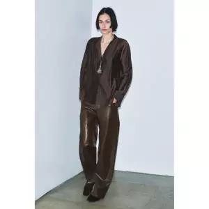 [국내배송] 자라 ZARA ZW 컬렉션 플루이드 셔츠 - 브라운 957007