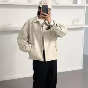 [신상오픈런]레더자켓 집업점퍼 루즈핏 라인없는 아메카지 봄코디 (30532351)