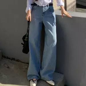 [신상오픈런]봄청바지 논스판 순면 워싱진 와이드데님팬츠 (30508101)