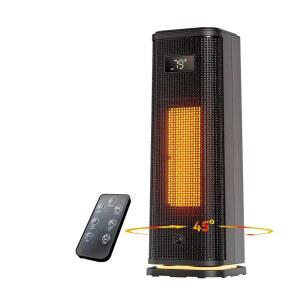 실내용 스페이스 히터, 15.9인치 휴대용 1500W 고속 난방 PTC 세라믹 12시간 타이머, 온도 조절기, 4가지 모드, 45 진동, 조용하고 안전한 홈 오피스 침실용