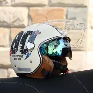 바이크 헬멧 남녀공용 사계절 가을 베이지반투명외부긴투명 더블렌즈 클래식