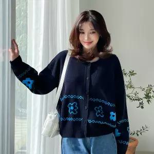 [핑크시슬리] 몽글플라워 박스 니트 가디건