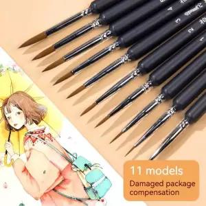 Borrence 4/7pcs 후크 라인 펜 아트 페인팅 브러쉬 족제비 헤어 페인트 브러시 구 아슈 수채화 오일 아티스
