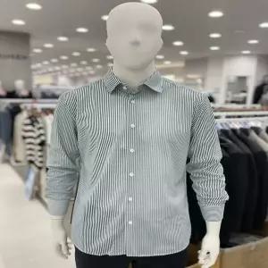 [트루젠]남자 신축성 좋은 긴팔 그린 스트라이프 정장 와이셔츠 남방