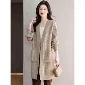 겨울 가을 여성용 롱 니트 스웨터 솔리드 아이템 아우터 카디건기장 패션 가디건 트렌디 HT4