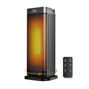 실내용 공간 히터, 리모컨 및 온도 조절기가 있는 1500W 휴대용 90 진동, 4가지 모드, 12시간 타이머, 과열 팁 오버 보호, 가정, 사무실, 침실용 조용한 전기 히터