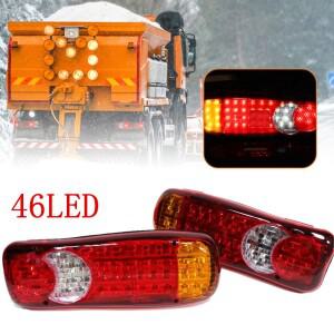 2PCS 트레일러 테일 라이트 24V 자동차 트럭 후면 미등 브레이크 12V 중지 반전 러닝 46LED 사이드 램프