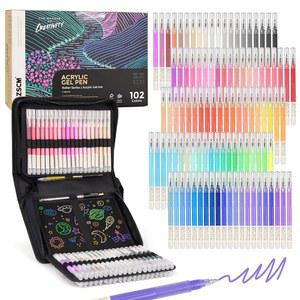 ZSCM 100 컬러 3D 아크릴 젤 펜 및 검은색 종이 스케치북, 1mm 파인 포인트 잉크 펜, 그리기, 스케치, 일러스트레이션, 카드 만들기용 불투명 보관