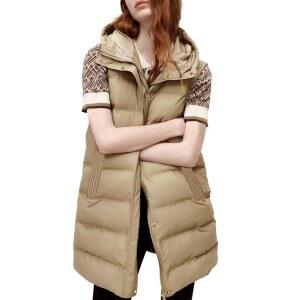 태닝 여성용 롱 퍼퍼 베스트 캐주얼 민소매 퍼피 재킷과 탈부착 가능한 후드