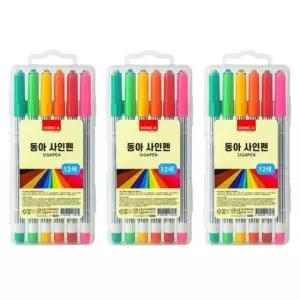 [문구] 동아 수성 사인펜 12색 3P 필통형 케이스 미술 준비물