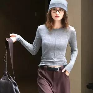 여성 러블리 티 라운드넥 추동 양털 슬림핏 이너 셔츠 소프트 쫀쫀한 스킨 배기 상의 다올4