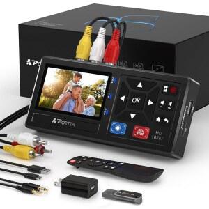 128GB USB3.0 플래시 드라이브가 장착된 Portta VHS-디지털 변환기, VHS, VCR, DVR, DVD, Hi8, Mini DV 플레이어, 캠코더(테이프/DVD 플레이어 미포함)
