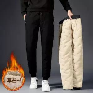 양털 압열 누빔 바지 남성 겨울 방수 패딩 등산 팬츠