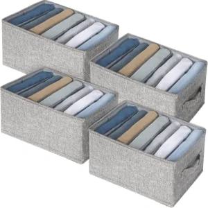 보드 옷장 정리함 및 스토리지 7 그리드 분할 정리함이 포함된 Fixwal 4pcs 의류 청바지 티셔츠 바지