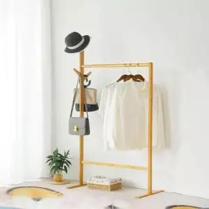 [생활] 멀티고정형 북유럽풍 대나무 우드 옷걸이 행거
