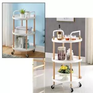 [생활] 원형 3단 트롤리 수납선반 이동식 주방 거실 정리선반