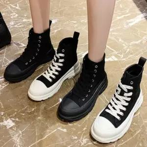 여성 3cm 캔버스화 스니커즈 운동화 워커 앵클부츠 캔버스화