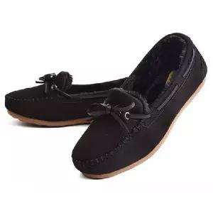 여성 겨울 데일리 슬립온 따뜻한 털신 모카신