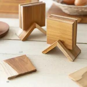 5p 컵받침 코스터 우드 나무 티크나무 사각 삼각 포함 세트 원목