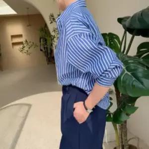 [신상오픈런]여성용 여유핏 스트라이프 면혼합 셔츠 (41315328)