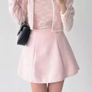 [신상오픈런]여성 핀턱 A라인 하이웨스트 트위드 미니 치마 (41341014)