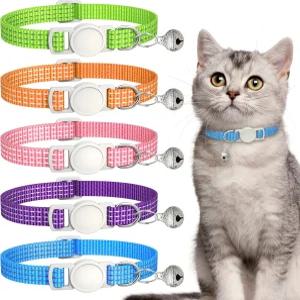 벨이 달린 반사-분리형 고양이 목걸이 5팩 조절 가능한 작은 여자 수컷 강아지에게 이상적 반려동물 용품