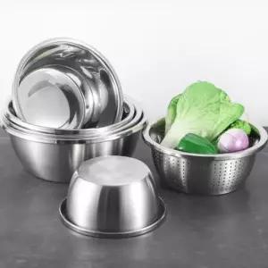 원형채반 야채바구니 스텐 타공 채반 믹싱볼 채망 세트