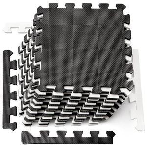 DEAYOU 16 타일 연동 폼 매트 바닥 타일, 테두리가 있는 0.4인치 두께의 EVA 퍼즐 매트, 피트니스, 놀이, 체육관을 위한 부드러운 보호 운동 패딩 12인치 x 12인치, 블랙 및 크림 화이트