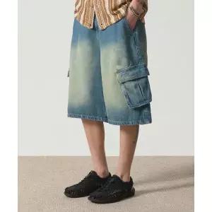 디미트리 블랙 DIMITRI BLACK 바이오워싱 카고 버뮤다 데님 팬츠_인디고 DBD4PS03IN 419917