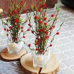 [베스트TOP100] 라운딩한 레드 꽃잎 글라스 레드폼폼 화분 1P