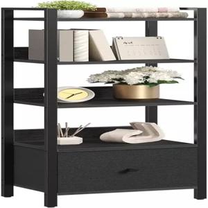 마한크리스 책장 서랍이 있는 5단 작은 공간을 위한 수납 선반 정리함 거실 침실 서재 주방 블랙 BKHB55101