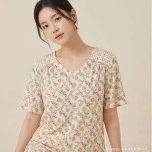 [롯데백화점]비비안 가볍고 편한 폴리스판 플라워 여성 홈웨어 상의 EZ1963