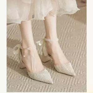 캐주얼 웨지힐 발편한 하이힐 여자신발 진주 리본 샌들 체인 원템5