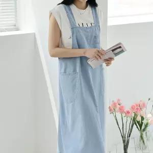 [다잇템]여자 데님멜빵 주머니 썸머 롱원피스 (34448926A)