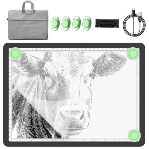 패딩 케이스, 무선 다이아몬드 아트 라이트 보드, 측면 물리 버튼 및 페인팅, 드로잉, 스케치를 위한 마그네틱 휴대용 패드가 포함된 YINGWOND 9000LUX A4 충전식 트레이싱 박스