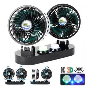 [제이커머스]12V 24V용 3D 입체바람 트윈 카팬 5IN 자동차선풍기 usb선풍기 차량용에어컨 휴대용선풍기 화