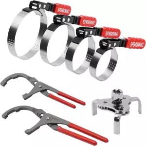 스파크위즈 오일 필터 렌치 세트 제거 도구 2-3/4인치 - 5-1/4인치 9인치 및 12인치 조절 가능 플라이어