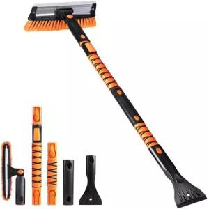 EcoNour 49인치 확장 가능한 스퀴지 스노우 브러시 및 자동차 윈드실드 윈도우용 얼음 스크레이퍼 270°