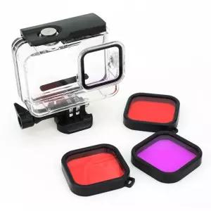 [베스트TOP100] 고프로 히어로 11 10 9 호환 액션캠 방수 하우징 케이스 레드 필터 렌즈