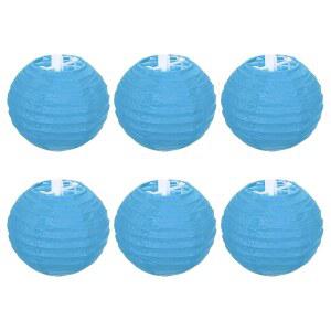 파티킬 4인치 종이 랜턴, 6팩 원형 접이식 행잉 램프 그늘막, 웨딩 홈 파티 축제 축하 행사, 스카이 블루