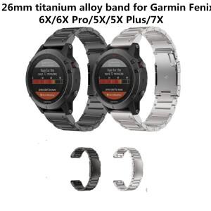 Garmin Fenix 6X Pro/6X/5X/5X Plus/7X 시계 밴드용 22 26mm 티타늄 합금 Tactix 7/Descent MK2/Instinct