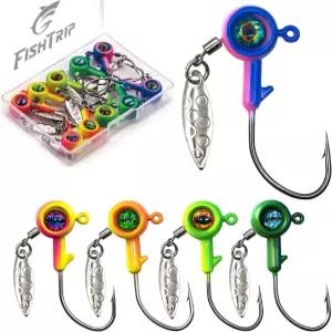 피쉬트립 지그 스피너로 훅 - 소금물 담수용 버드나무 칼날이 달린 언더스핀 크래피 낚시 지그헤드