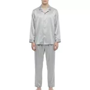 실크 솔리드 남성 긴팔 홈웨어 파자마 잠옷 세트-BS(MP8891A)