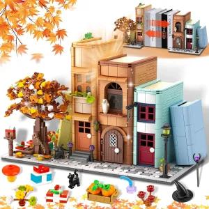 Zylvoxia 북엔드 매직 하우스 빌딩 키트 블록 장난감용 홈 데코레이션 책장 미니어처 모델 멋진 정리함 및